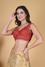 red lining blouse