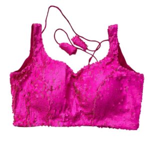 Hot Pink Designer Sequins Saree Blouse