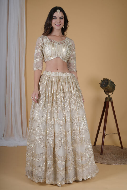Ivory Cream Party Wear Lehenga Choli