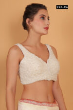 white saree blouse