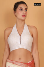 Modern shoulder Cut White pearl Top
