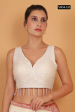 white sweetheart neckline blouse