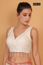 white sweetheart neckline blouse