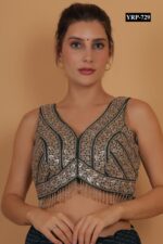 Bottle Green and Gold Top with Embellished Tassels