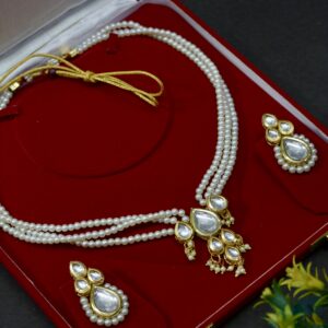 Pearl Chain Teardrop Kundan Necklace